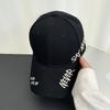 Gorra Lavada Bordada con Letra Lateral Verano Estilo Americano Combinable Cabeza Grande Sombrero para el Sol Moda Urbana Gorra de Béisbol para Hombre