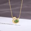 Colar Feminino Corrente Clavicular Cisne Vermelho da Internet Ouro Areia do Vietnã Banhado Herança de Lei Antiga Conjunto Pingente Jaspe Hotan Sintético Corrente