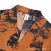 Traje de Seda Verano Nuevo Estilo para Mamá Cheongsam Retro Camisa Estampado de Hilo de Nube Fragante Talla Grande Pantalones de Pierna Ancha Reductores de Edad Conjunto de Dos Piezas