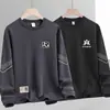 Moletom masculino para primavera e outono, tamanho grande, versátil, folgado, casual, camiseta moderna, pulôver de gola redonda, grosso, camisa básica estilosa