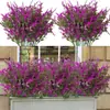 Plantas Artificiales para Exteriores Amazon Césped de Trigo Falso Plantas Verdes Arbustos Resistentes a los Rayos UV Plantas de Plástico de Imitación Puerta de Jardín