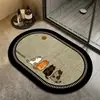 Tapete de chão para banheiro, absorvente de água, antiderrapante, de terra de diatomáceas, macio, tapete de pé oval para lavatório, tapete de entrada de vaso sanitário