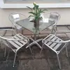 Mesa y Silla de Balcón de Acero Inoxidable y Aleación de Aluminio para Exteriores, Conjunto de Mesa y Sillas de Jardín Impermeables y Protectoras del Sol para Patio al Aire Libre, Combinación de Mesa de Café