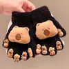 Luvas de Inverno Kapibala Kidsren Quentes para Meninos e Meninas Luvas de Dedo Anti-Congelamento e à Prova de Frio Acolchoadas com Lã Luvas Grossas de Cinco Dedos
