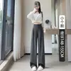 Calça de alfaiataria feminina Ankela vermelha, novo estilo de verão, cintura alta, modelagem que afina, calça pantalona justa, calça de corte reto fluida, comprimento até o chão