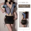 Traje de policía sexy de una pieza con tiras huecas sexys, falda de cadera de secretaria, pijama sexy transparente para mujer