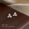 Brincos Pequenos de Flor com Micro Zircônia Pinos de Prata Brilhantes Elegantes Versáteis Estilo Coreano Brincos de Alta Qualidade
