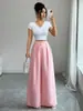 Pantalones Casuales Rectos Sueltos de Diseño Ligero de Lujo Versátiles Adelgazantes, Pantalones de Pierna Ancha Fluidos Color Rosa Suave para Figuras Pequeñas