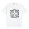 Camiseta Pesada Stone 260g com Estampa de Bússola com Logo, Caimento Solto, Estilo Tendência para Casal, Manga Curta, Unissex
