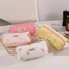 Estuche de Lápices de Estilo Coreano de Alta Apariencia con Lazo Bolsa de Almacenamiento para Papelería Estudiantil Bolsa Simple para Maquillaje Caja de Lápices Caja de Papelería para Niñas