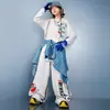 Ropa de Street Dance para Niños Estilo Hip Hop Camisa de Cuadros Azules Pantalones Largos Holgados Conjunto Ropa de Moda Trendy Hip Hop Baterista para Niños