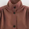 Otoño 2025 Nueva Ropa de Mujer Transfronteriza Europea y Americana Textura de Gamuza Chaqueta Corta Plisada W055 250813