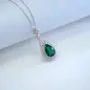 Moda Europeia e Americana Colar Transfronteiriço Prata 925 Pingente de Esmeralda Cultivada Colar Versátil de Alto Padrão Colar Gota d'Água Formato Pera