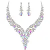 Conjunto de Colar e Brincos de Cristal Strass para Noiva Transfronteiriço Conjunto de Roupas para Baile de Formatura e Banquete Feminino Conjunto de Duas Peças de Luxo