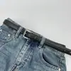 Cinto Feminino Literário Retrô Estilo Coreano Simples e Versátil com Jeans Fivela de Pino Prateada Cinto Jovem Preto