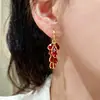 Pendientes de Gota de Agua de Cristal Bañados en Oro Real de 18 Quilates Estilo Lujo Ligero Pendientes Retro Exquisitos de Nicho Pendientes Elegantes de Alta Gama para Mujer