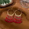 Pendientes de Aro Bohemio con Borla de Cuentas para Mujer, Pendientes Largos Hechos a Mano con Cuentas de Estilo Étnico, Viaje a Yunnan Tíbet