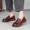 Mocasines de Cuero de Vaca de Primera Capa Hechos a Medida para Mujer, Zapatos de Cuero Genuino Estilo Británico, Fábrica de Zapatos para Mujer Talla Grande 41 OEM