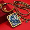 Dragão Voador Tangka Semi-Feito à Mão Pintura com Folha de Ouro Núcleo Tenglong Dragão Auspicioso Sapo Dourado Deus Elefante Semi-Pintado à Mão Caixa de Gázeo Pingente de Colar