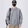 Suéter Gola Redonda Masculino Outono e Inverno 2025 Novo Estilo Coreano Cor Lisa Simples Casual Versátil Tricô Camisa Básica Tendência Masculina