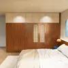 Guarda-roupa Laqueado Estilo Vintage Bowiea para Uso Doméstico, Gabinete Combinado para Quarto de Apartamento Pequeno, Guarda-roupa com Porta de Rattan Personalizado