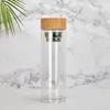 Copo de Água de Borossilicato Alto, Copo de Vidro Resistente a Altas Temperaturas, Copo de Chá Transparente com Logotipo Personalizado, Tampa de Bambu de Camada Dupla, Anti-Queimadura, Separação de Chá e Água