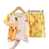 Sudeste Asiático Al por Mayor Pijamas Infantiles Verano Manga Corta Tallas Medianas y Grandes Ropa de Casa para Niños Niñas Trajes Portátiles de Dibujos Animados