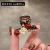 Pinza Pequeña para el Cabello Estilo Coreano de Cubo de Azúcar para Mujer, Pinza Lateral de Perla Roja de Gama Alta para Flequillo, Nuevo Pinza Versátil para Media Cola, Pasador para Cabello Suelto