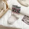 Meias Fair Isle de Lã para Mulheres, Meias de Cano Médio, Estilo Outono e Inverno, Espessadas e Forradas com Lã, Quentes e Macias, Design Adorável de Cachorrinho, Meias Longas de Inverno