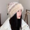 Cor Onda Dot Chapéu de Malha Mulheres Outono e Inverno Novo Grande Cabeça Chapéu de Lã Proteção Auricular Quente Chapéu Frio Estilo Coreano All-match Trendy