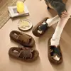 Pantuflas de exterior para otoño e invierno 2026, nuevas pantuflas de algodón de malla estilo felpa, pantuflas de interior de suela gruesa, pantuflas de exterior para mujer, estilo francés
