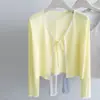 Cardigan de encaje con cordones, increíblemente hermoso y ligero, una capa exterior ligera para combinar con un top de tirantes, camisa para el aire acondicionado de verano, top corto protector del sol