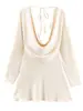 Primavera de 2026 Nova Roupa Feminina Estilo Sexy Decote V Bainha em Linha A Textura de Cetim de Seda Vestido Fluido Saia Curta Cor Lisa