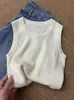Camisola Fresca Verde sin Mangas Estilo Francés para Mujer, Adecuada para Verano, Top Camiseta de Punto Dulce y Picante