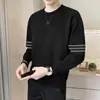 Sudadera casual para hombre, nuevo modelo de otoño, negro, blanco, gris, corte holgado, cuello redondo, sin capucha, manga larga, top deportivo, chaqueta versátil