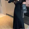 Vestido Morado Elegante Estilo Francés con Adorno de Encaje para Mujer 2026, Vestido Largo Bodycon de Invierno Ajustado con Forro de Felpa