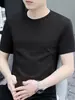 Camiseta masculina de manga curta, novo estilo versátil de verão, gola redonda simples, cor sólida, moderna, tamanho grande, camiseta casual, camada base vestuário masculino