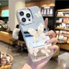 Funda de Teléfono Espejo con Patrón de Concha Mariposa Manzana 18Pro Funda Protectora de Espejo de Maquillaje Avanzado para iPhone15Pro