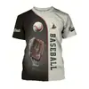 Camiseta Casual con Patrón de Béisbol para Hombre, Deportiva, Urbana, de Manga Corta para el Día a Día, Estampado 3D, Fresca, para el Gimnasio, al Aire Libre