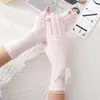 Guantes de Algodón de Verano con Dos Dedos para Protección Solar y Pantalla Táctil para Mujer, Diseño Lindo de Gatito, Protección UV, Antideslizantes, Delgados y Transpirables para Ciclismo y Conducir