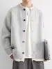 Cárdigan de Punto con Medio Cuello y Botones para Hombre, Suéter Sencillo Estilo Japonés, Chaqueta Suéter de Alta Gama para Hombre para Primavera y Otoño