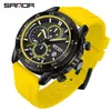 Reloj de Cuarzo para Hombre de Moda Popular Transmisión en Vivo Marca Sanda Casual y Versátil Tres Ojos Seis Agujas Luminoso Resistente al Agua Reloj para Hombre