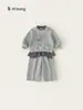 Bangxuan Roupa Infantil Kids Moletom com Estampa de Laço Falso Duas Peças Calça de Sarja Reta Conjunto de Duas Peças Conjunto para Meninas Tendência