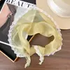 Bufanda Triángulo de Encaje de Color Sólido Fresca y Sencilla Estilo Coreano para Mujer, Delgada y Transpirable para Primavera y Verano, Pañuelo de Seda para la Cabeza, Bufanda para el Cuello