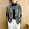 Cárdigan de Punto Estilo Old Money para Mujer Otoño 2026 Nuevo Talla Grande Gordita MM Temperamento Perezoso Suéter Abrigo de Cuello Redondo