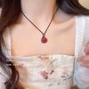 Nuevo Collar con Colgante de Garra de Gato de Estilo Chino para Mujer, Cadena Nicho para Sudadera, Accesorios Combinables, Cadena Linda para Clavícula, Tejido, Cristal de Fresa Imitación