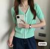 Cárdigan de Punto de Manga Larga con Cremallera Doble y Costuras de Estilo Coreano Elegante y a la Moda para Verano, Estilo Lazy, Cuello para Mujer, Manga Corta