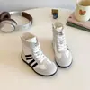 Moda Infantil Botas de Couro 2025 Verão Novo Estilo Crianças Médias e Grandes Tênis Esportivos de Cano Alto Moda Estudante Solado Macio Botas da Moda