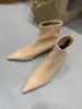 Botas Curtas Bico Fino Estilo Francês para Mulheres, Novidade Outono e Inverno 2025, Salto Baixo, Moda, Couro Macio, Versátil, Forradas com Lã, Emagrecimento, Botas e Botinhas