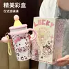 Taza de Hielo Muy Atractiva con Lindo Diseño de Gato de Dibujos Animados, Acero Inoxidable con Asa y Popote, Taza Térmica Portátil para Estudiantes Mujeres